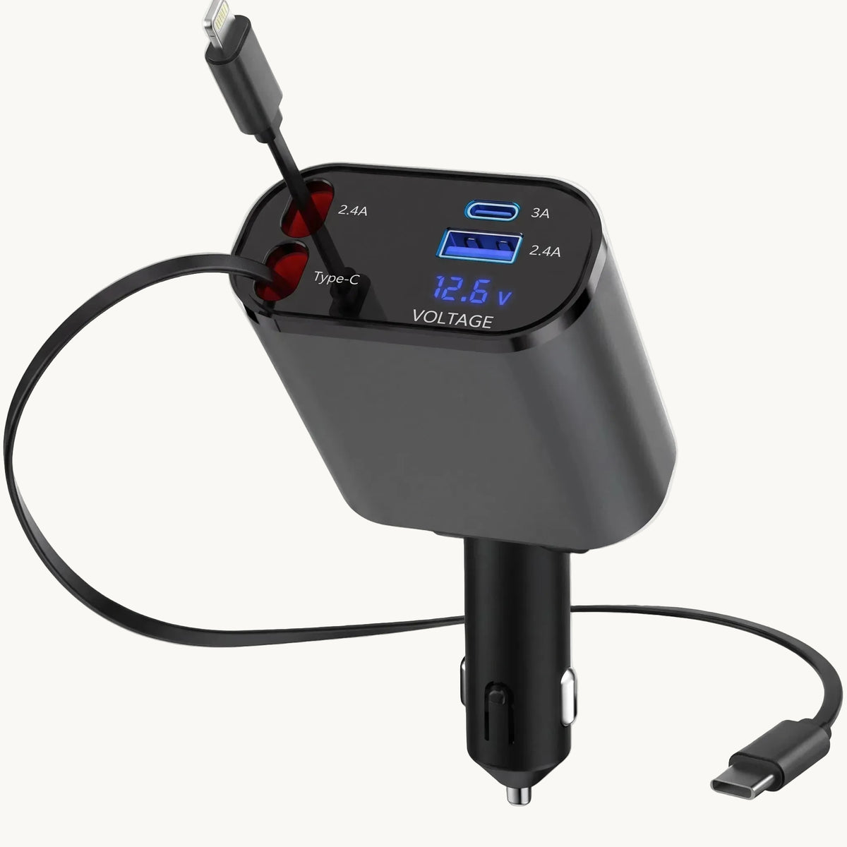 60W Retractable Car Charger