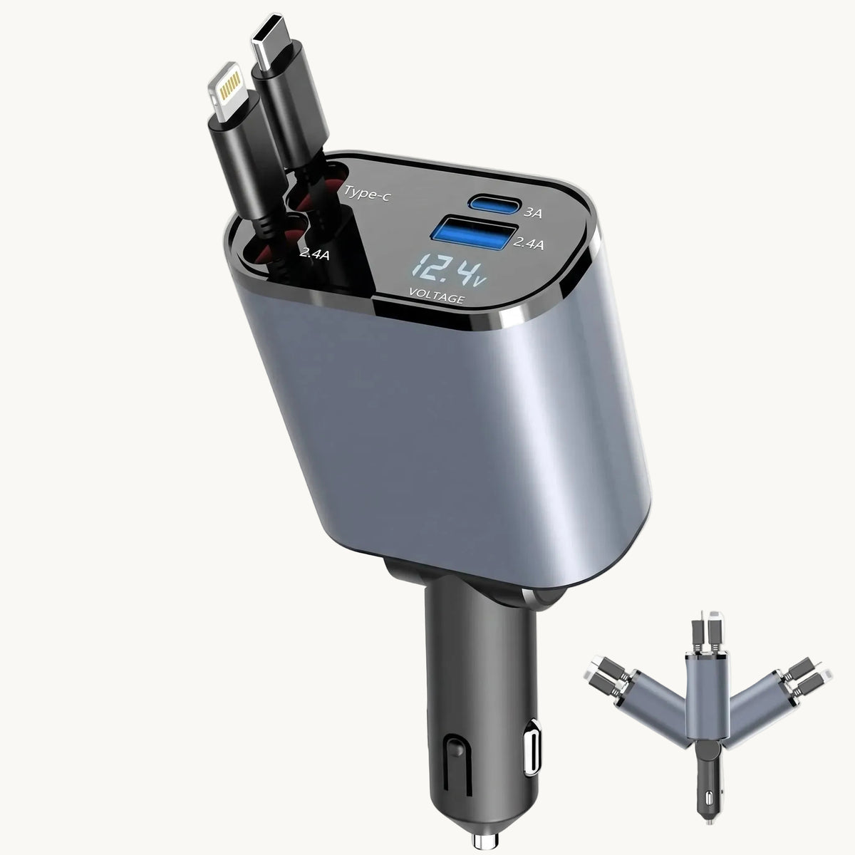 60W Retractable Car Charger